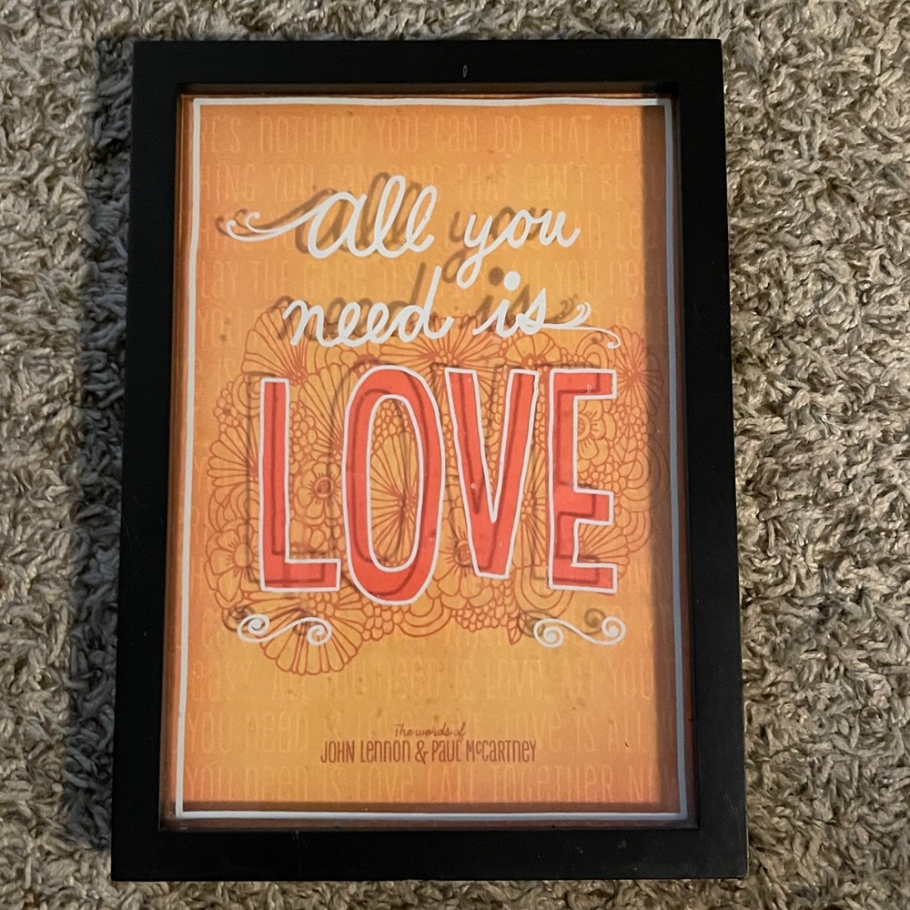 PRICE FIRM All You Need Is Love framed quote